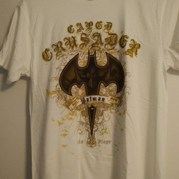 Six flags Caped Crusader Batman white t-shirt, M - Picture 1 of 1
